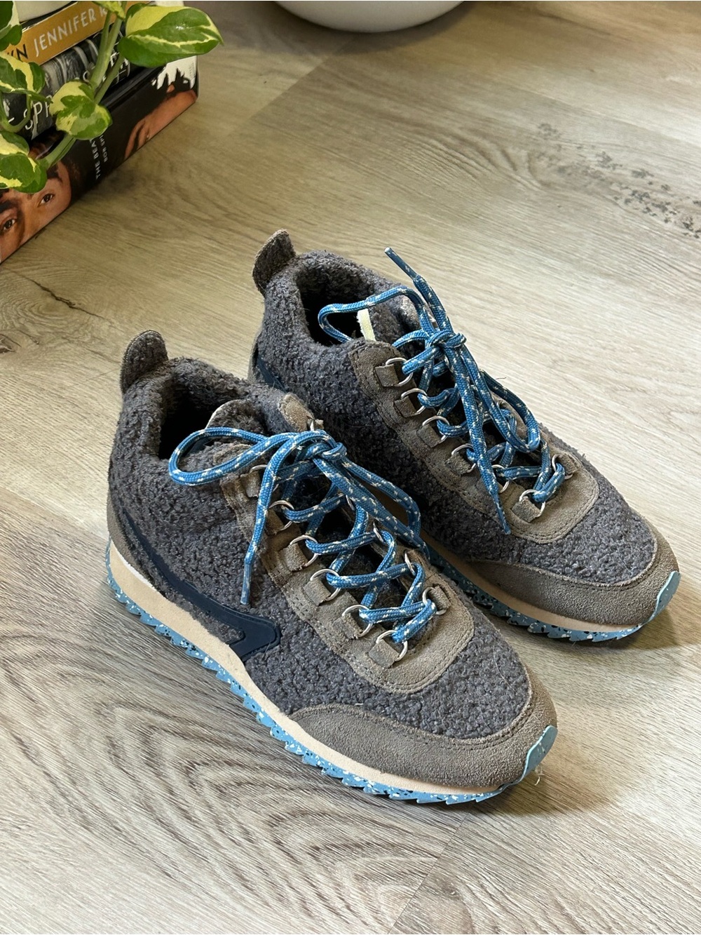 Retro Hiker faux suede-trimmed recycled fleece and rubber high-top sneakers